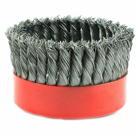 Forney Cup Brush, Knotted, 6 in x .020 in x 5/8 in-11 Arbor 72756
